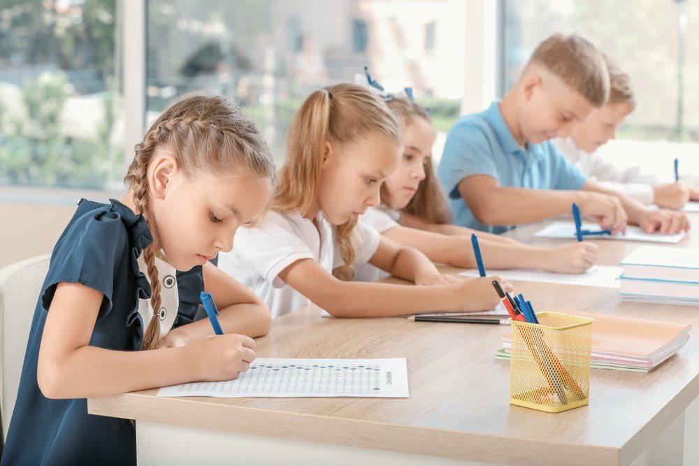 kinderen in de klas aan het werk