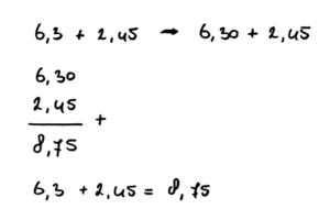 Optellen met kommagetallen optelsom kommagetallen